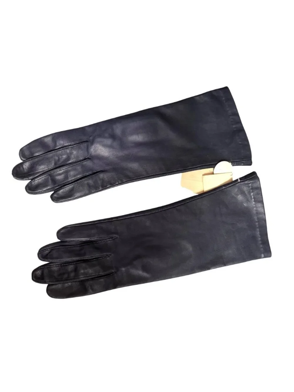 Vintage Navy Blue Leather Gloves Size 7 Machine Washable Womens Winter Wear